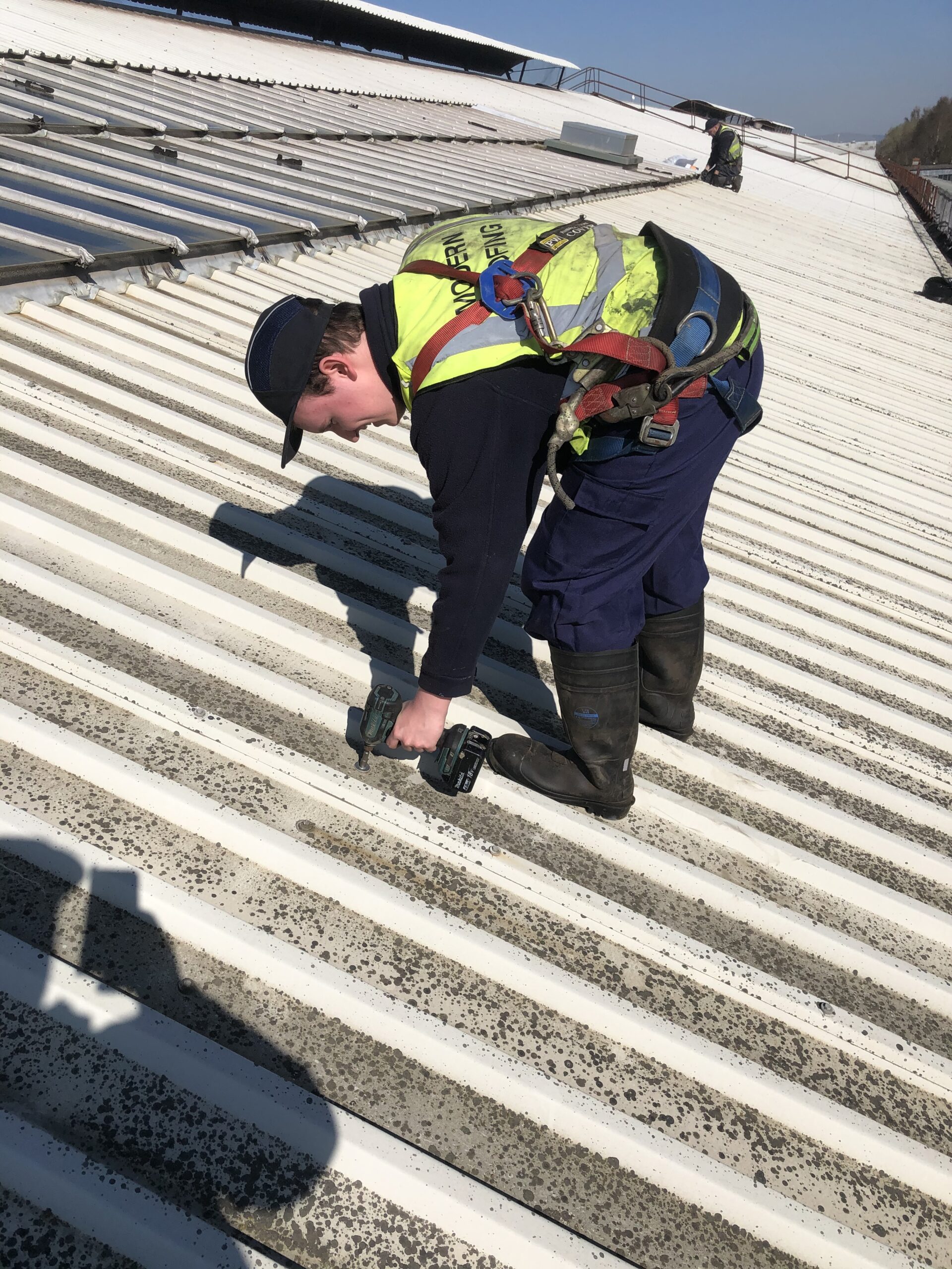 Hugh Speirs gaining practical site experience with Modern Roofing Scotland