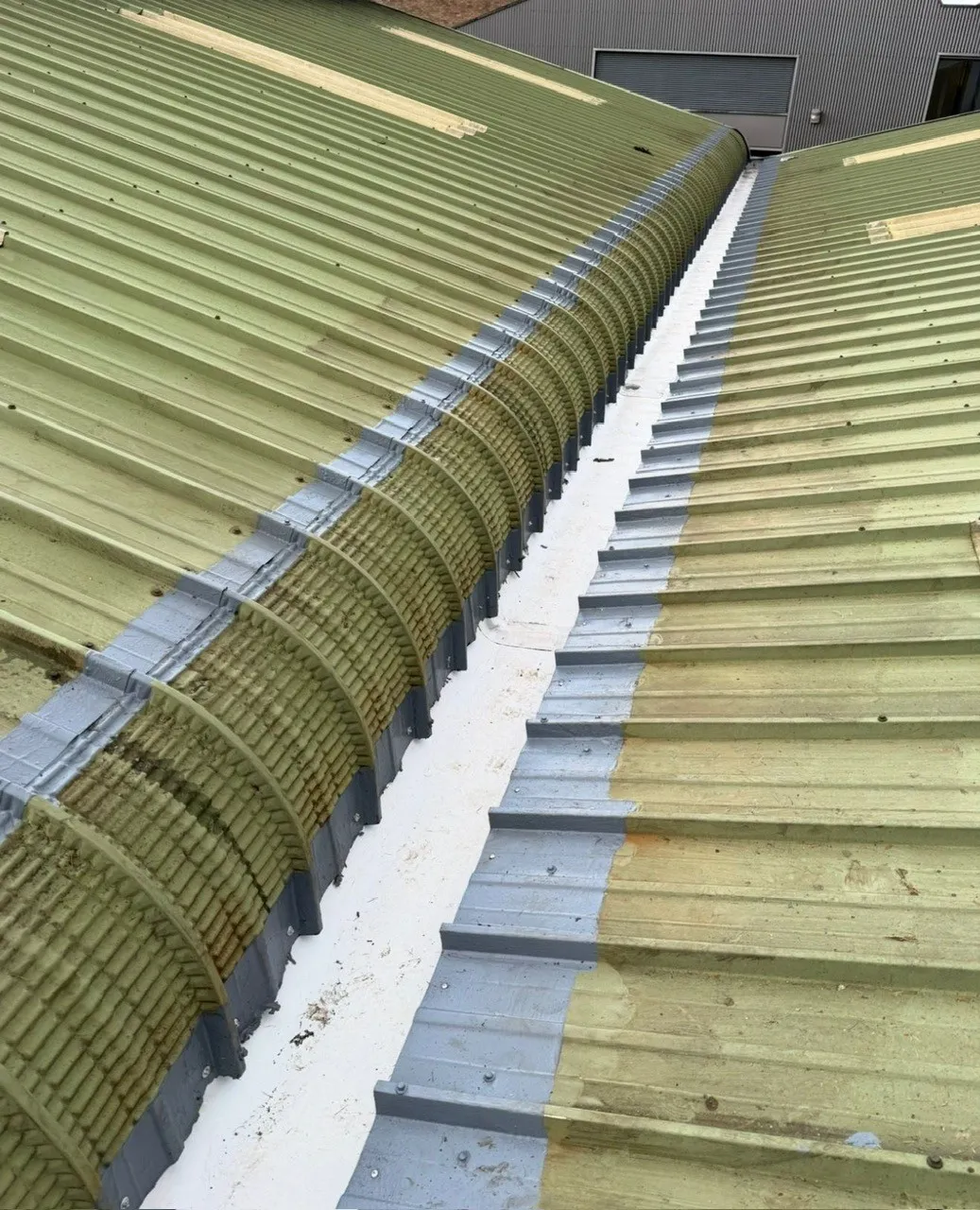 Industrial gutter repair and lining works by Modern Roofing Scotland