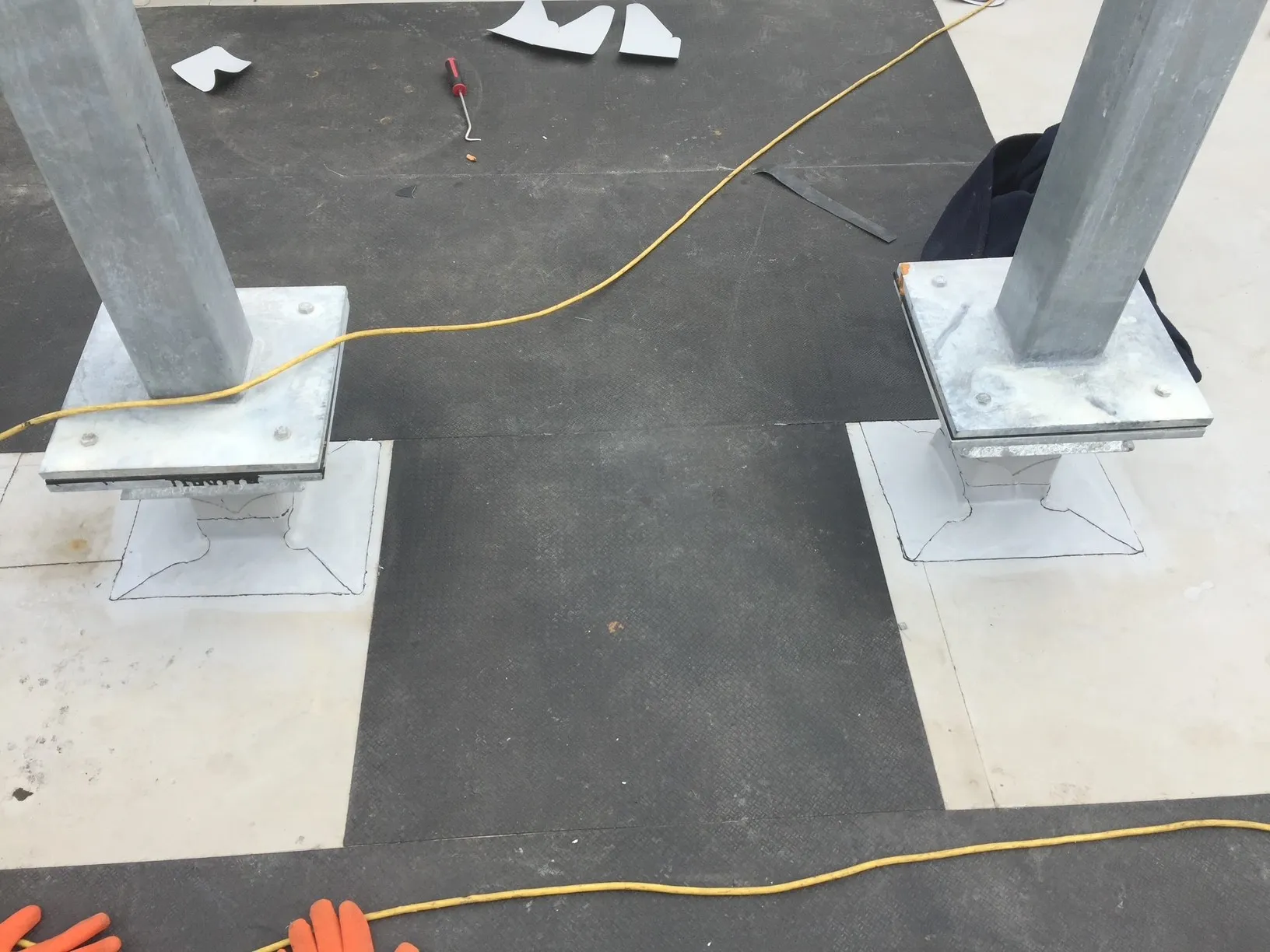 Livingston Civic Centre roof levels and single ply roofing detailing