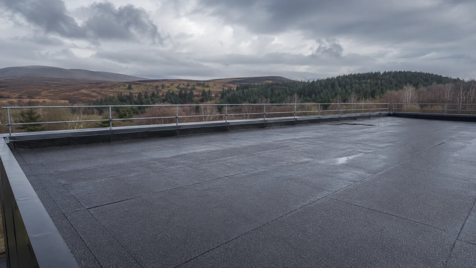 Built-up felt roofing system on a commercial flat roof