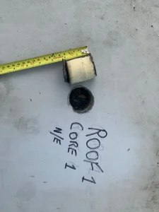 Dry roof core sample from flat roof inspection
