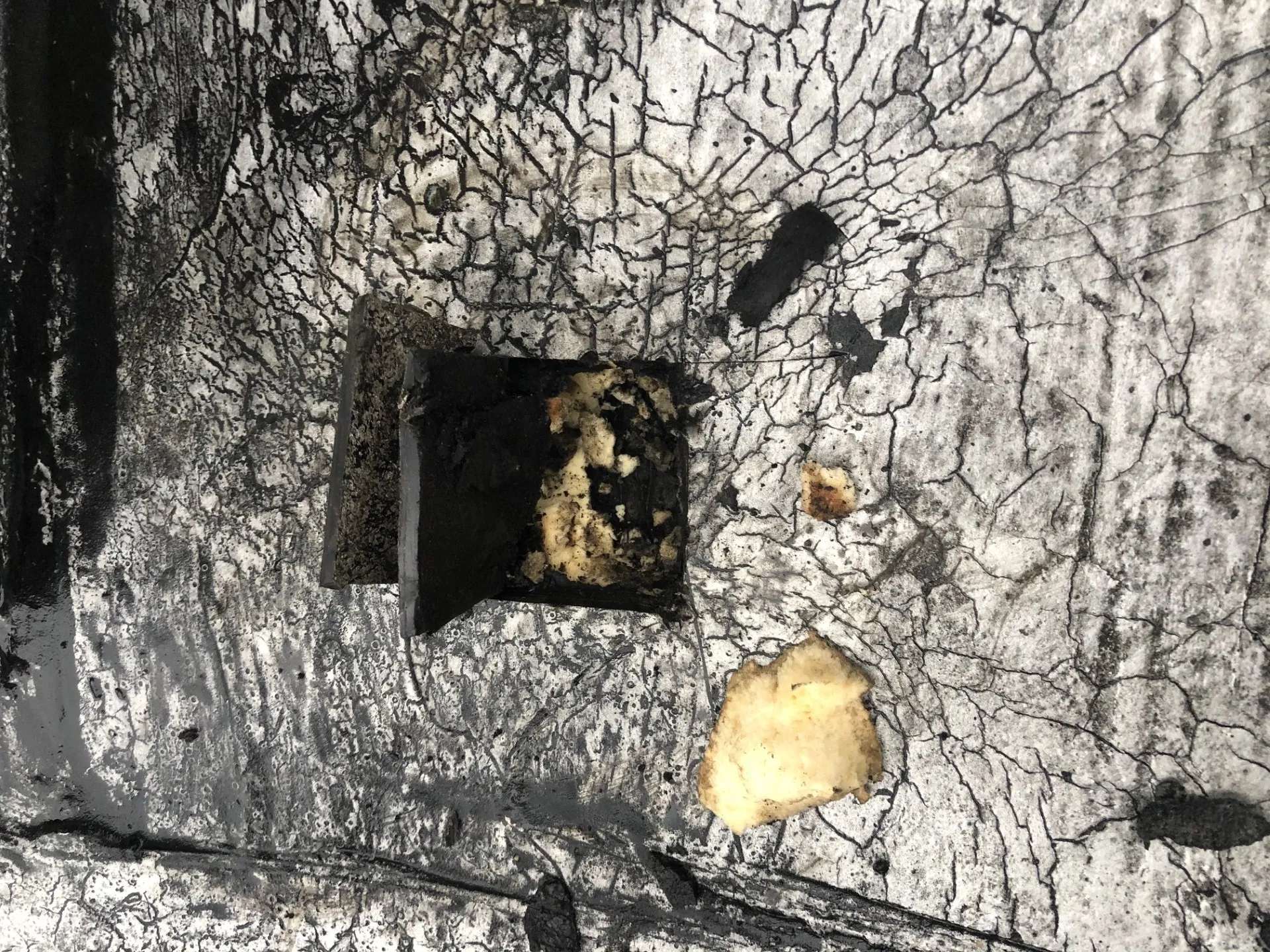 Crisp exploratory opening in roof for inspection