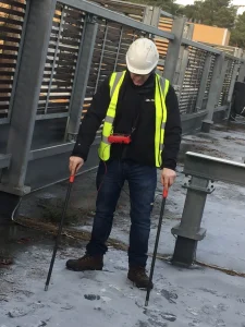 Electronic leak detection testing on roof membrane