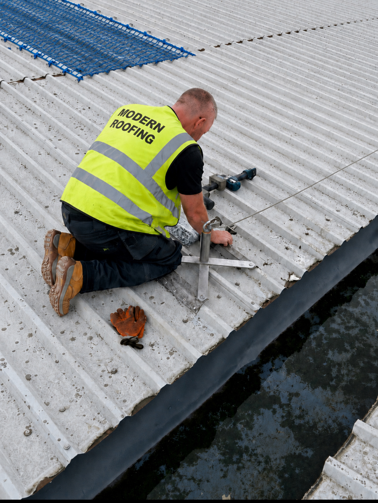 Roof safety-line installation across the AG Barr site