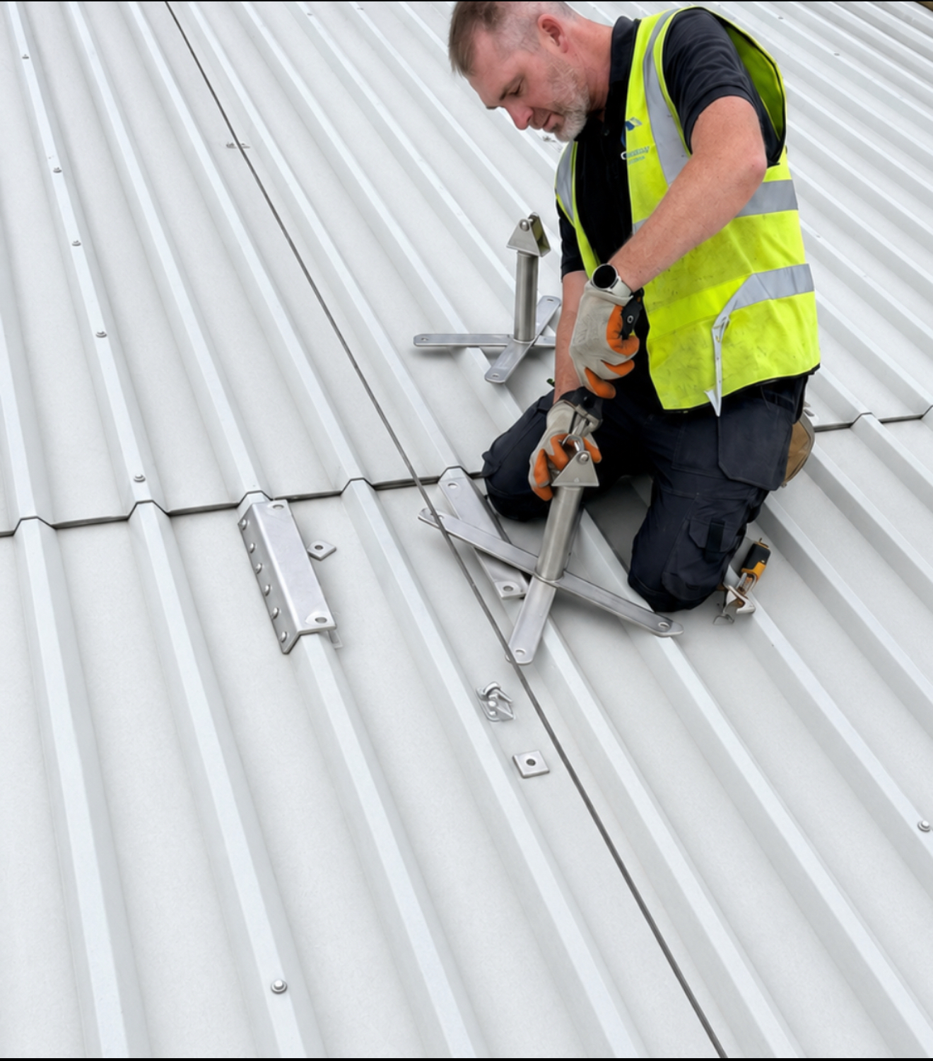 Completed safety-line system at the AG Barr site