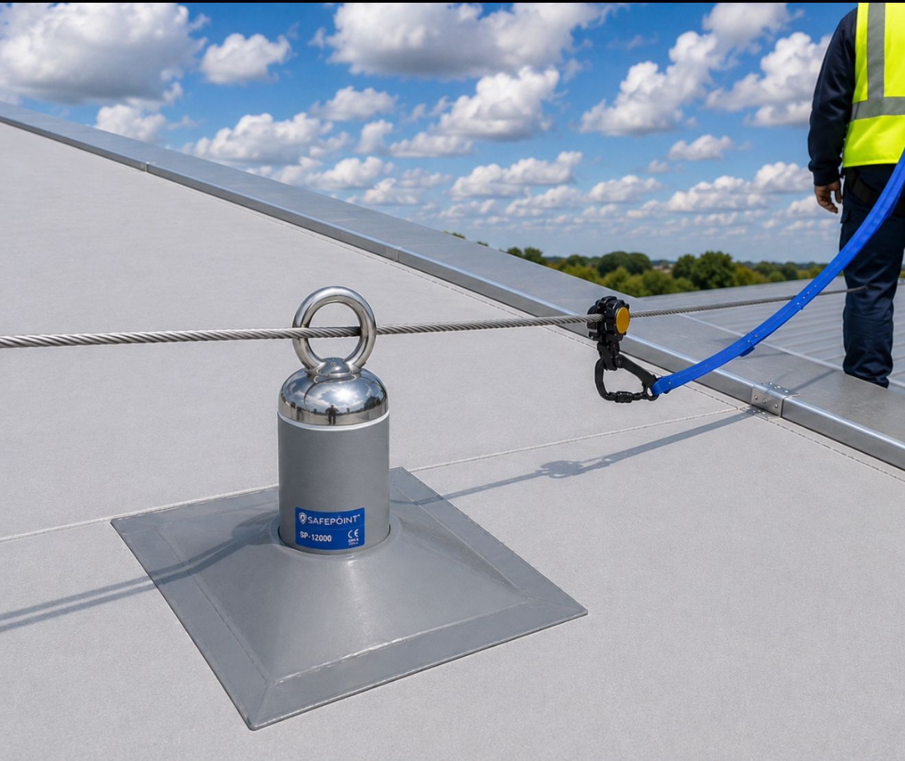 Commercial roof safety line system in Scotland