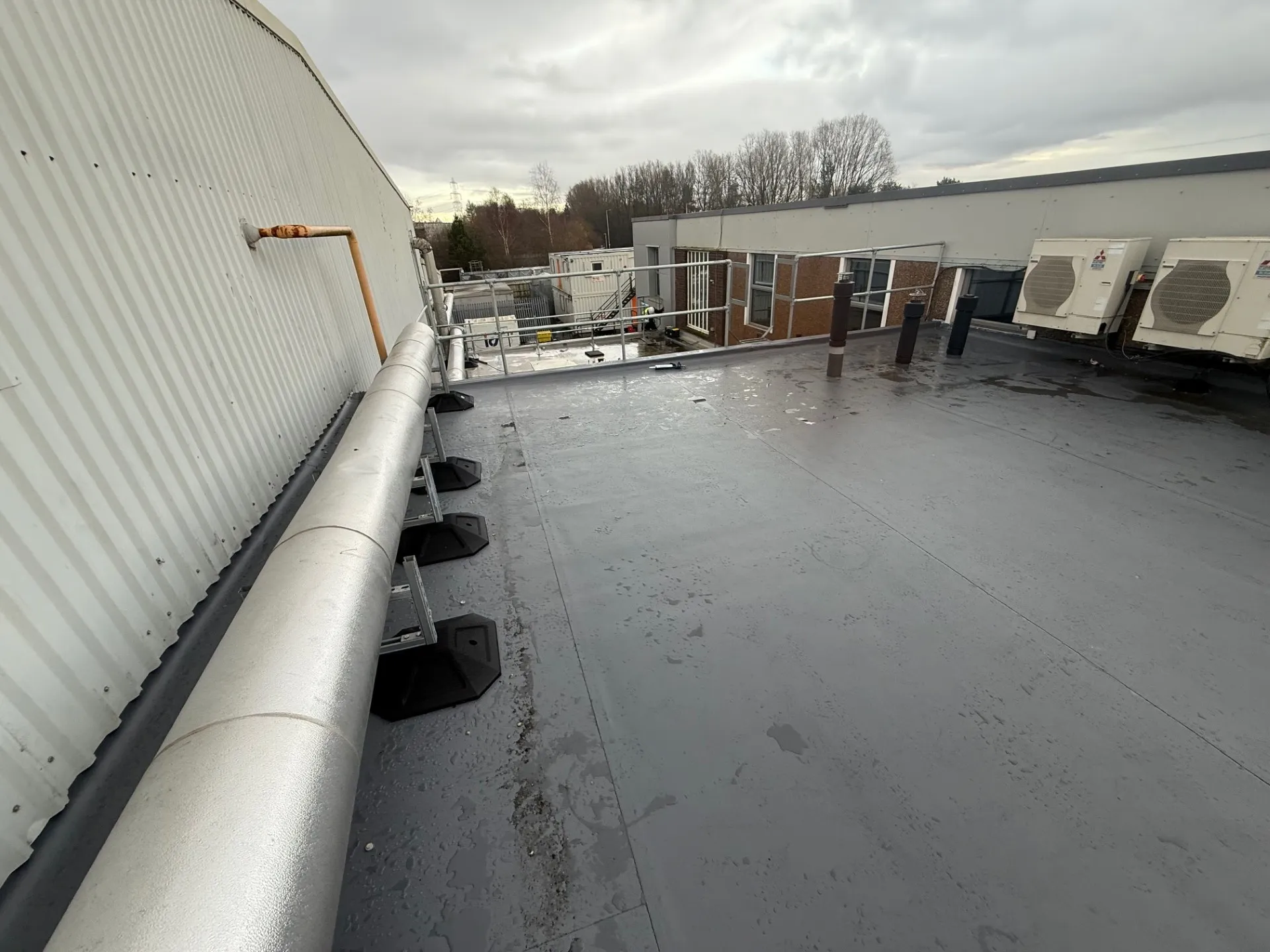 Additional completed membrane roof area at the AG Barr Irn-Bru Factory