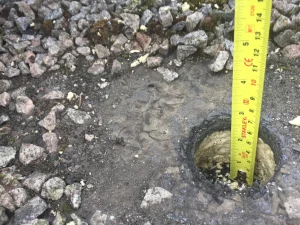 Industrial roof core sample showing roof build-up