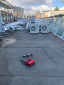 Felt roof prepared for integrity testing