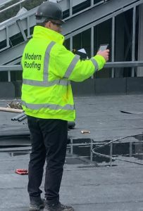Technical Roof Surveyor carrying out an industrial roof survey in Scotland